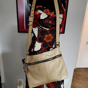HOBO Cream Shoulder Bag with Adjustable Strap